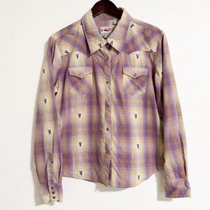 Roper Metallic Plaid Spur Embroidered Pearl Snap Shirt